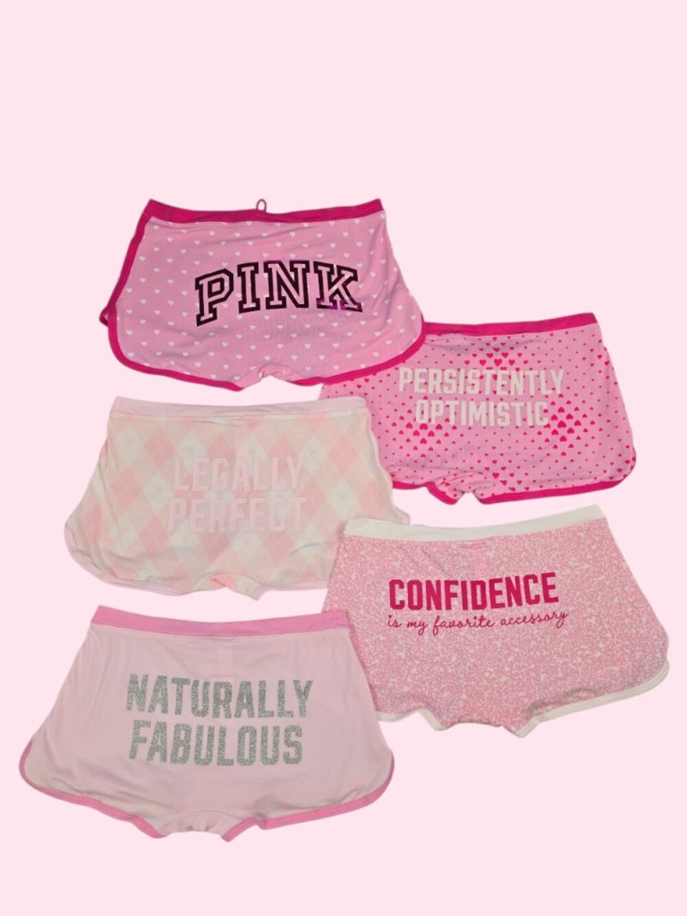 Victoria's Secret Pink Elle 5-Pack Cotton Dorm Boyshort Panties XS, S NWT